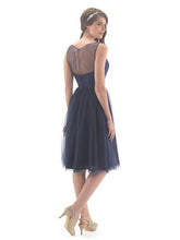 Ladies Tulle Tea Length Navy Dress - Kizzies, Dresses - Childrens Wear